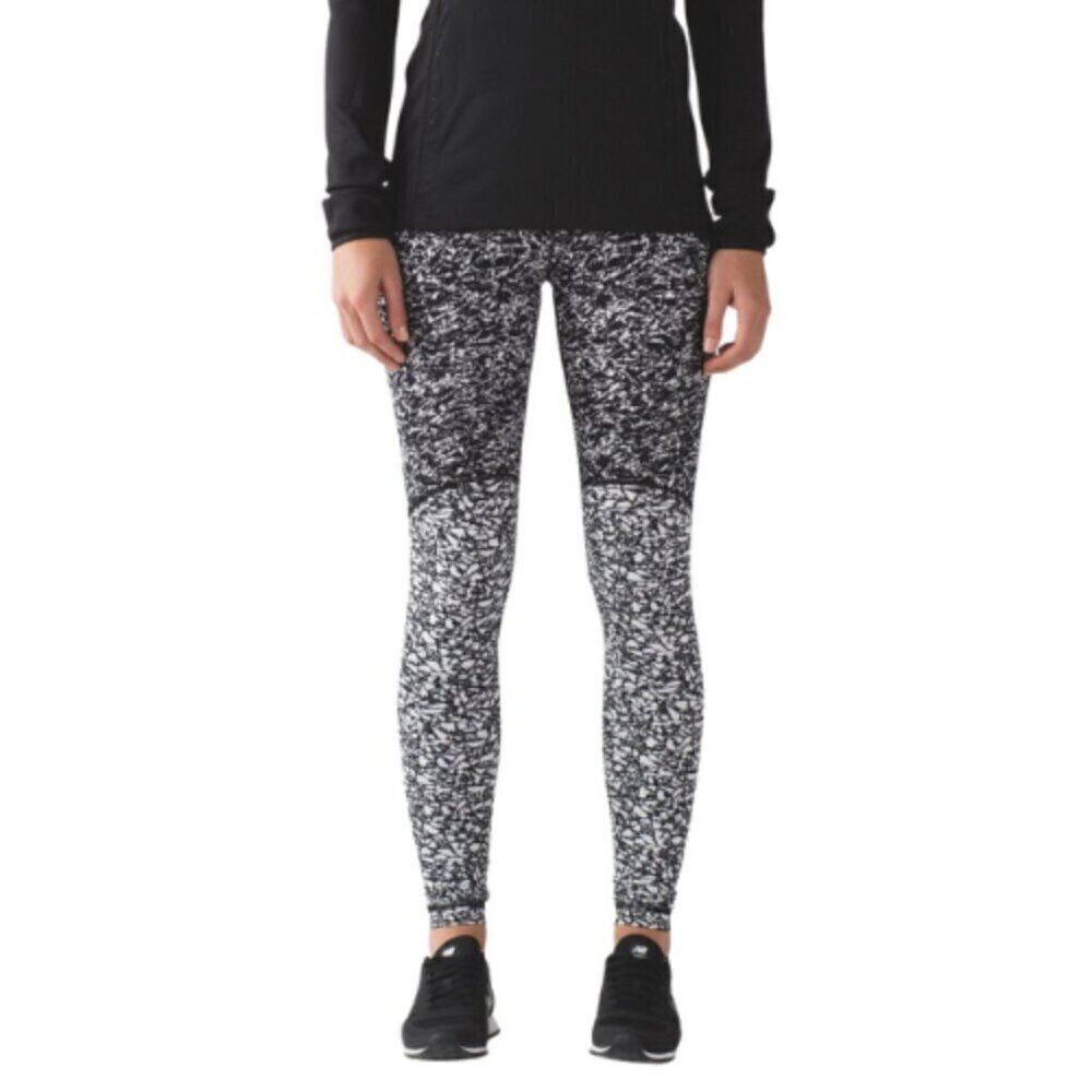 Lululemon Womens 4 Wunder Under Pant Hi-Rise Ice Breaker White Black